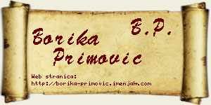 Borika Primović vizit kartica